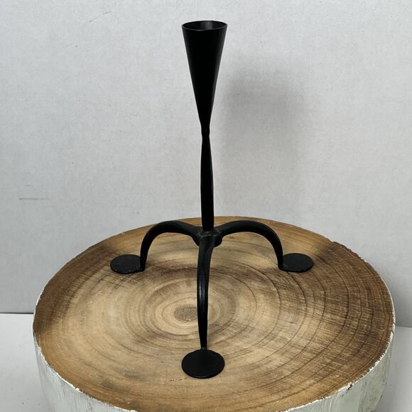 Pair Of Vintage Scandinavian Wrought Iron Tapered Candlesticks 9” - Picture 5 of 5